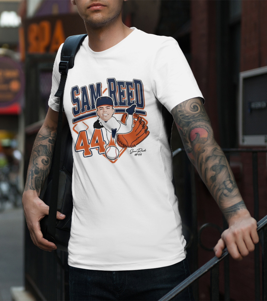 Sam Reed 44 Baseball Glove And Bat Graphic 2025 T-Shirt