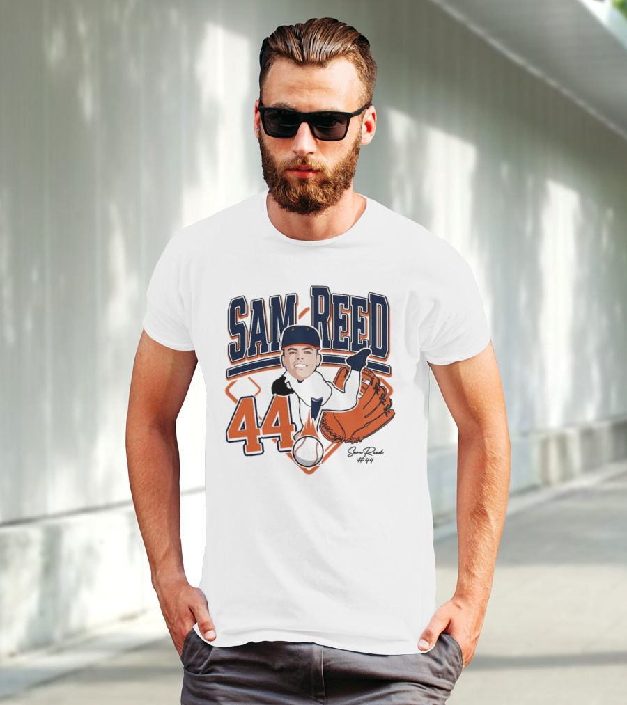 Sam Reed 44 Baseball Glove And Bat Graphic 2025 T-Shirt