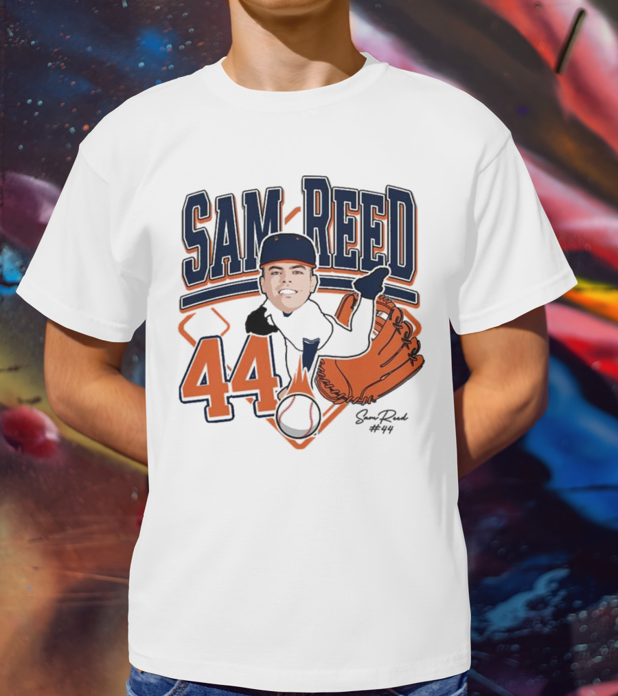 Sam Reed 44 Baseball Glove And Bat Graphic 2025 T-Shirt