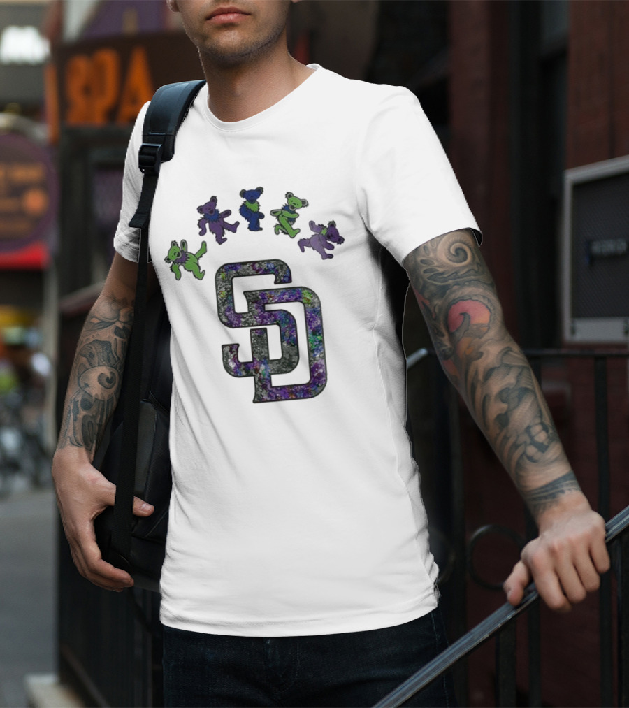 San Diego Padres Grateful Dead Night 2025 Dancing Bears Baseball Event T-Shirt