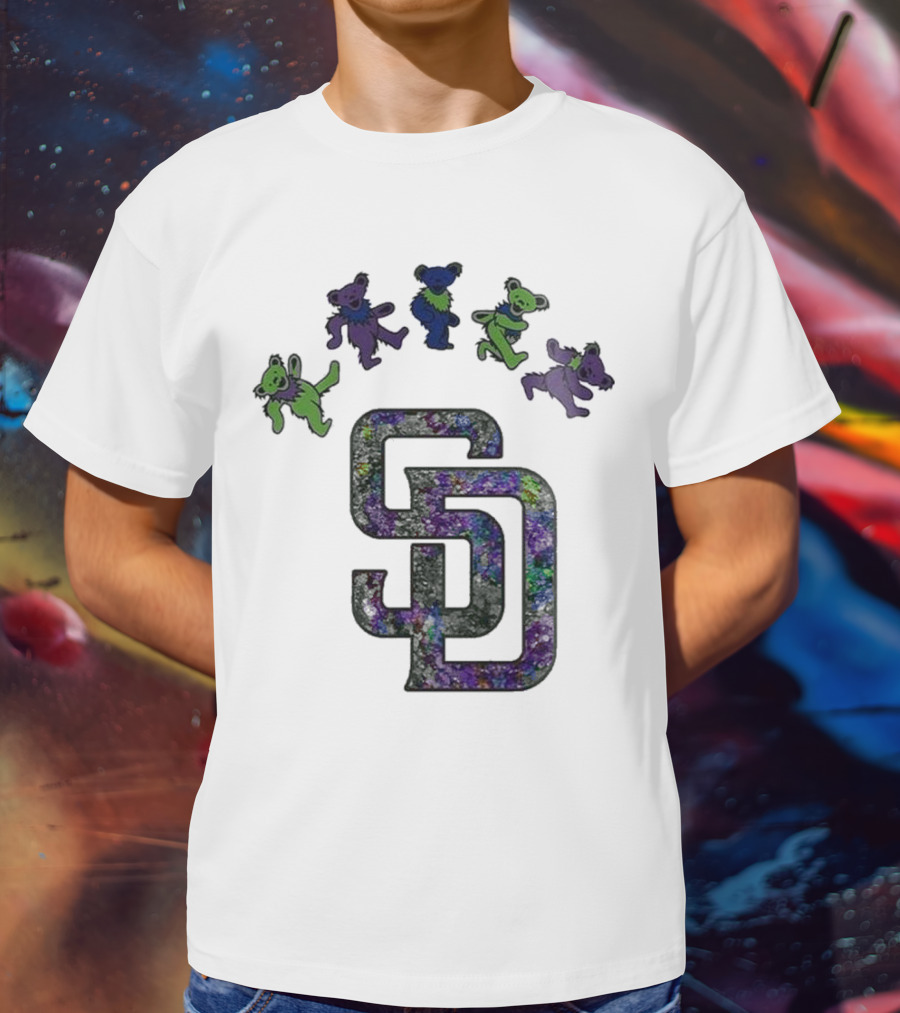 San Diego Padres Grateful Dead Night 2025 Dancing Bears Baseball Event T-Shirt