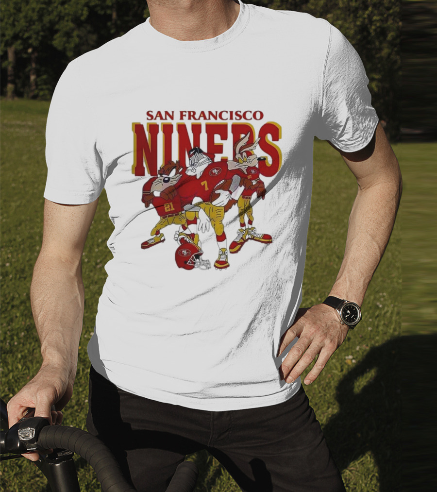 San Francisco 49ers Looney Tunes Cartoon Characters In Team Uniforms T-Shirt