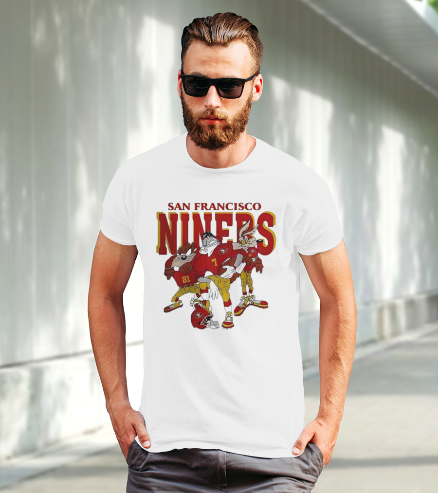 San Francisco 49ers Looney Tunes Cartoon Characters In Team Uniforms T-Shirt