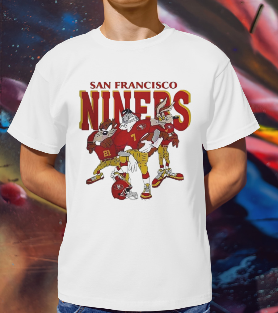 San Francisco 49ers Looney Tunes Cartoon Characters In Team Uniforms T-Shirt