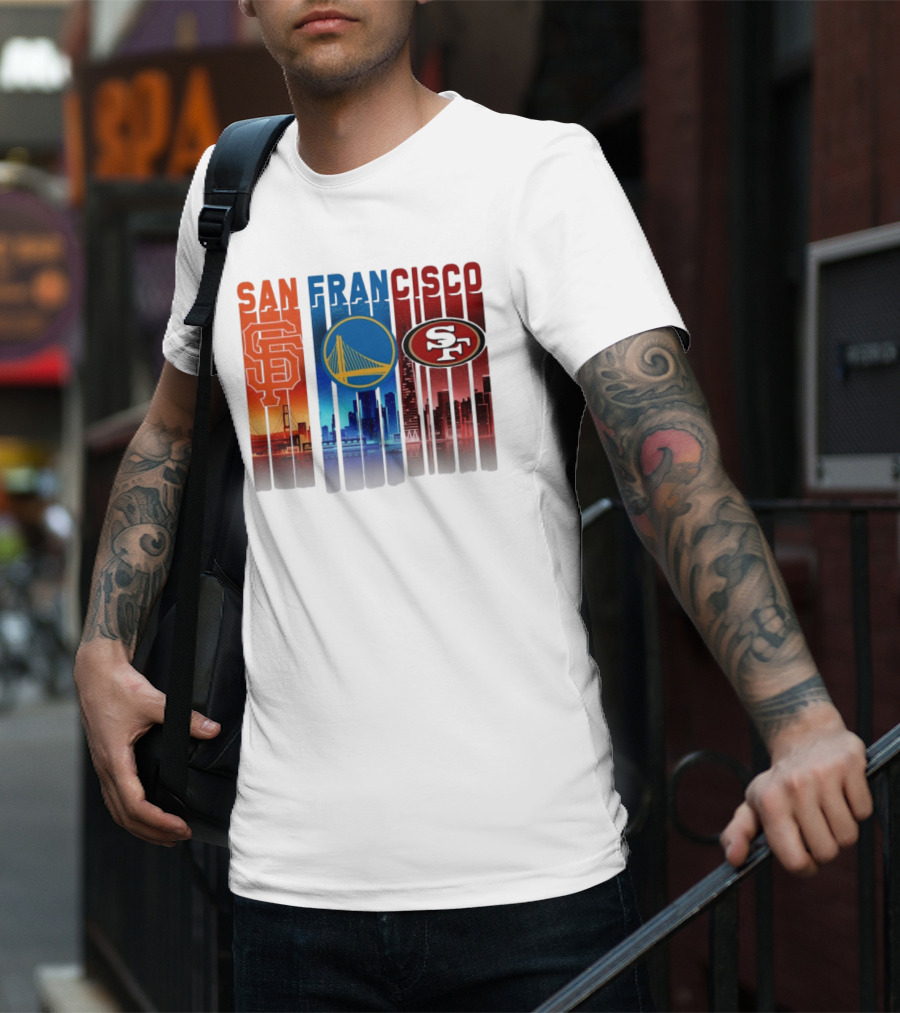 San Francisco Giants Warriors 49ers Cityscape Skyline T-Shirt