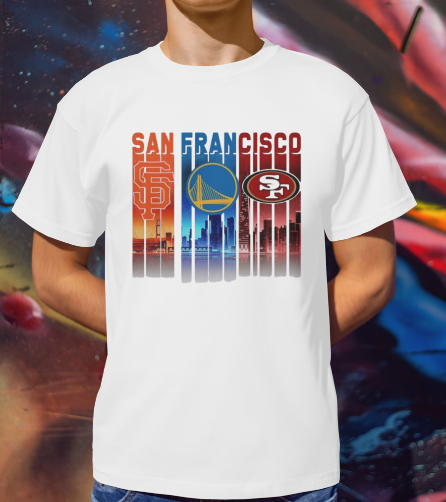 San Francisco Giants Warriors 49ers Cityscape Skyline T-Shirt