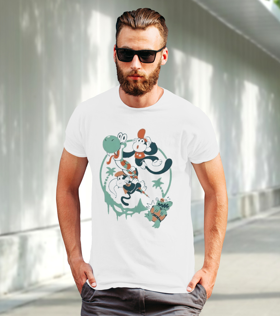 Tropical Adventure With Diddy And Dixie Riding Rattle Snake T-Shirt