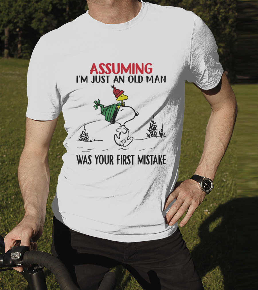 Assuming I'm Just An Old Man Snoopy And Woodstock Christmas Theme T-Shirt