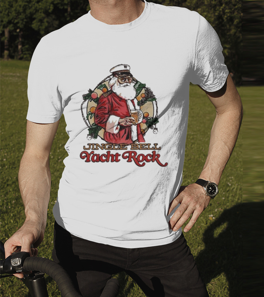Jingle Bell Yacht Rock Christmas Captain Santa T-Shirt