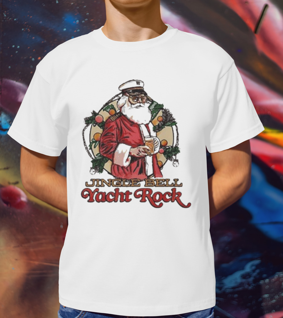Jingle Bell Yacht Rock Christmas Captain Santa T-Shirt