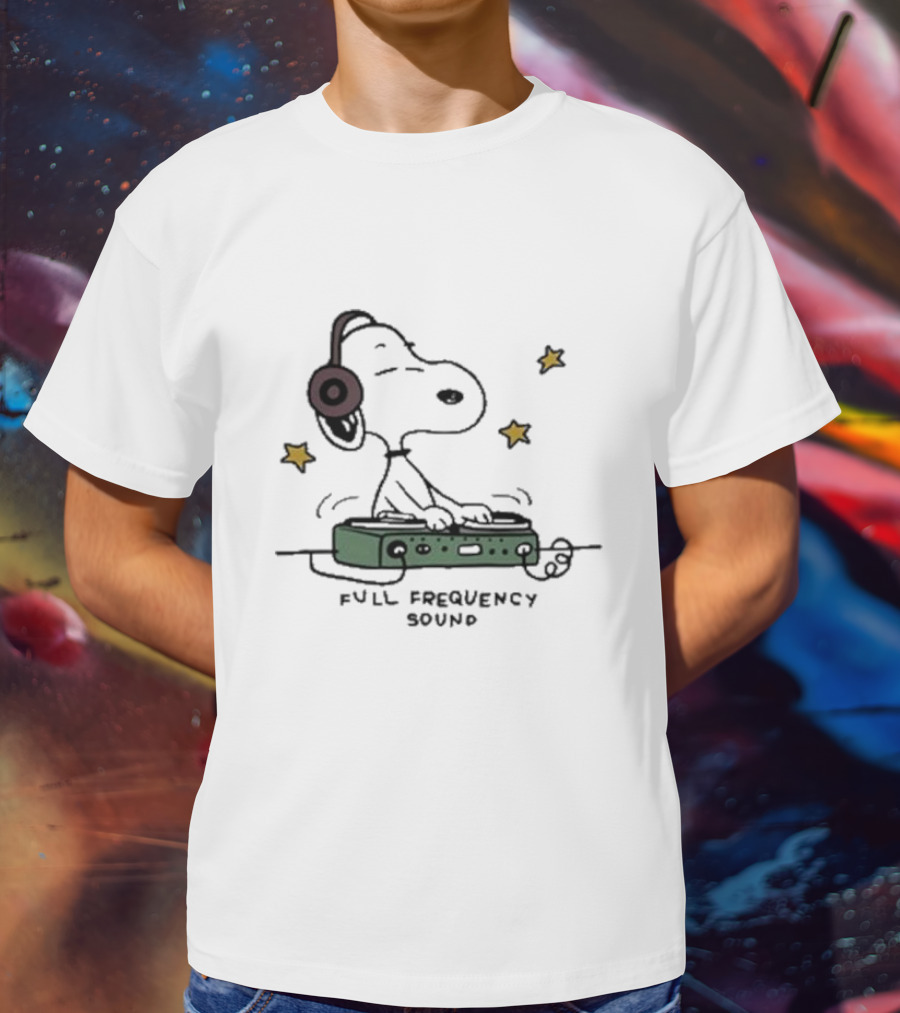 Snoopy Full Frequency Sound With Stars And Audio Equipment T-Shirt