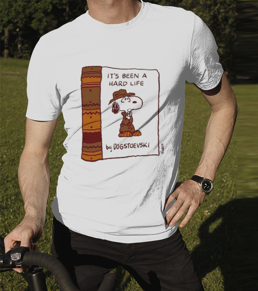 It's Been A Hard Life By Dogstoevski Snoopy Book Cover T-Shirt