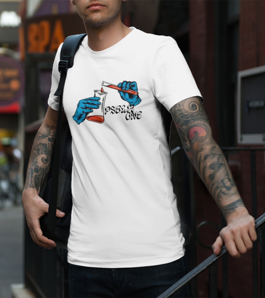 Science Of Psalm Blue Hands With Red Test Tube And Droplet T-Shirt