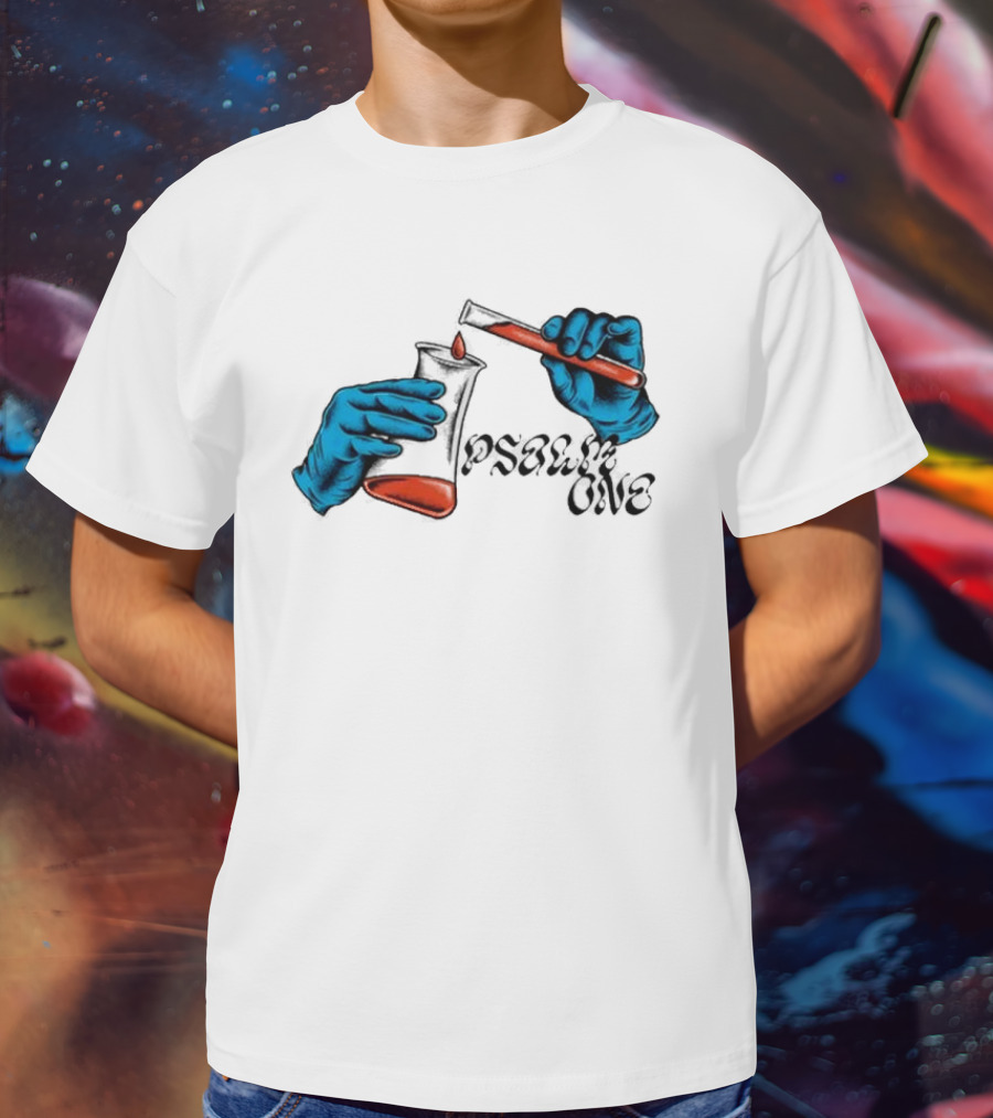Science Of Psalm Blue Hands With Red Test Tube And Droplet T-Shirt