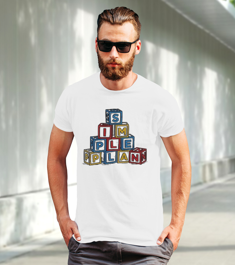 Simple Plan Alphabet Block Letter Stack T-Shirt