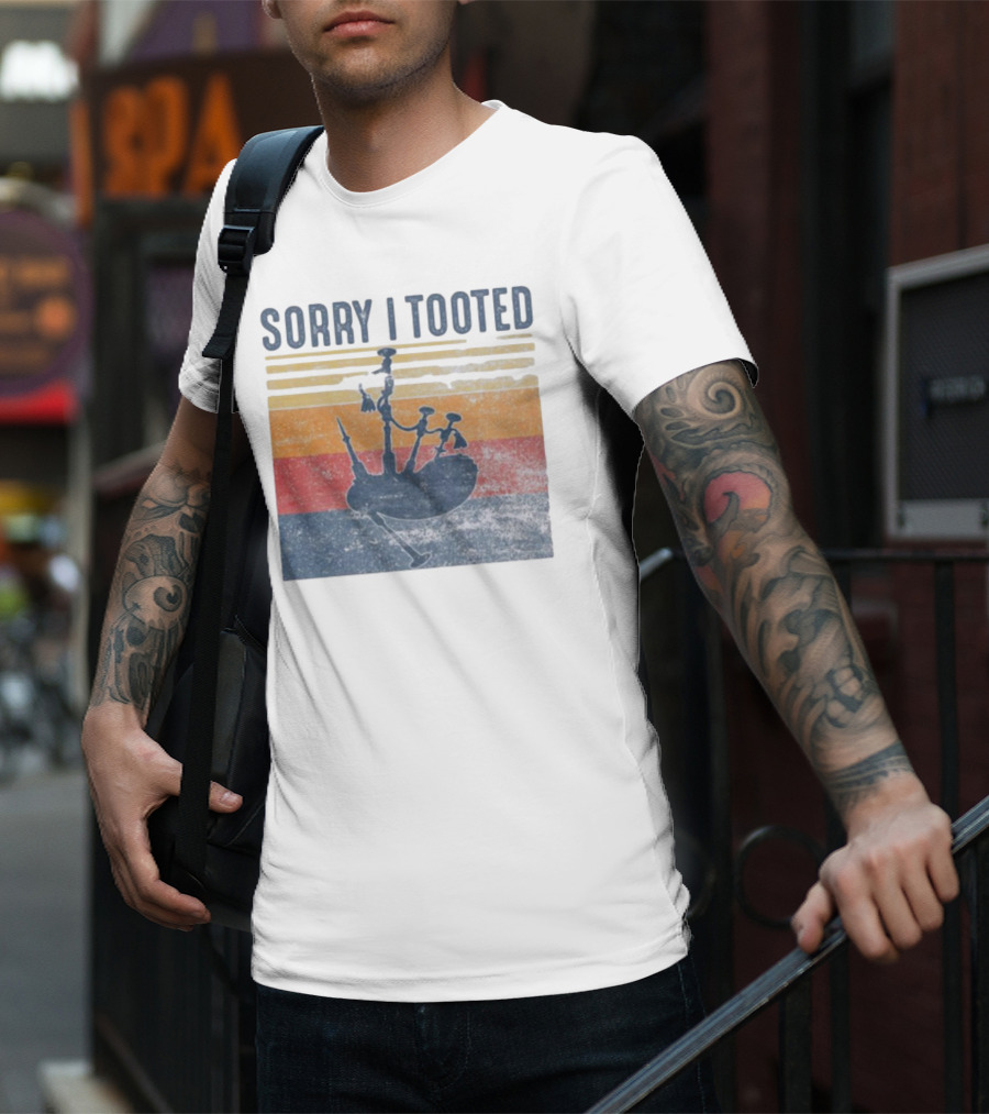 Sorry I Tooted Bagpipe Vintage Retro Stripes T-Shirt