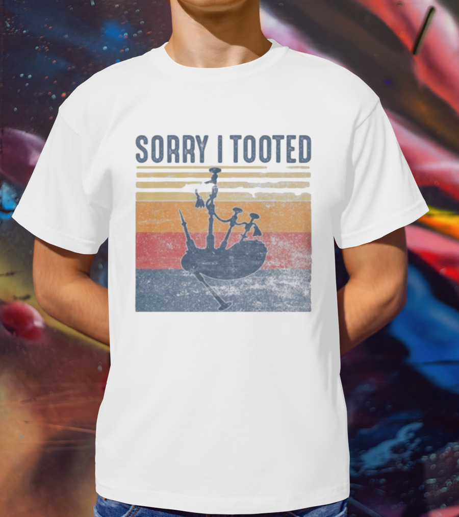 Sorry I Tooted Bagpipe Vintage Retro Stripes T-Shirt