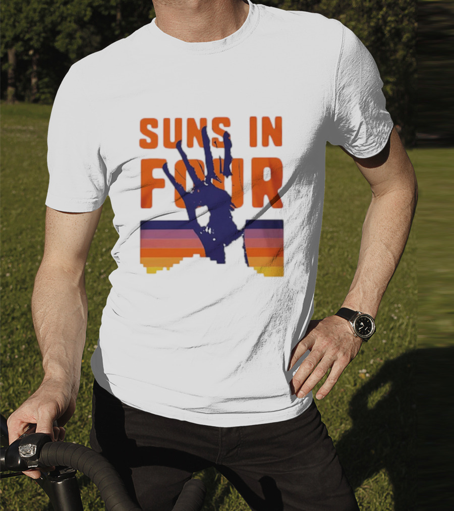 Suns In Four Handprint Orange And Purple Stripes T-Shirt