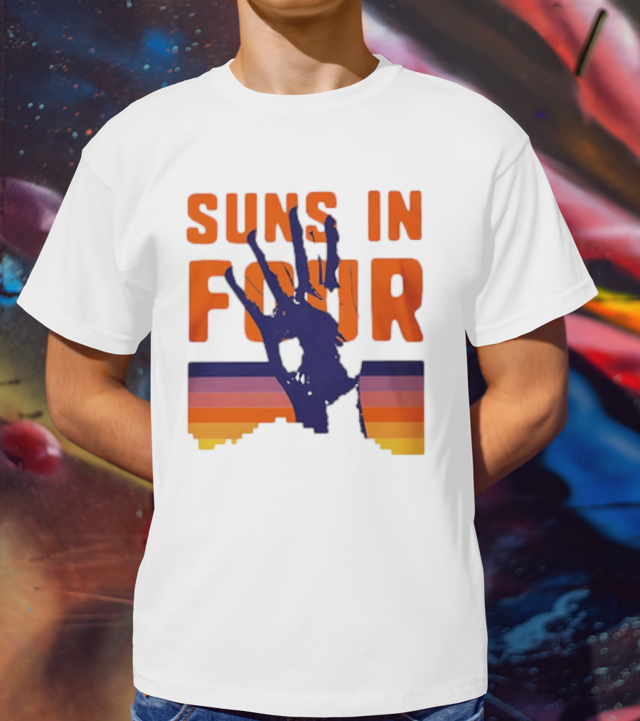 Suns In Four Handprint Orange And Purple Stripes T-Shirt