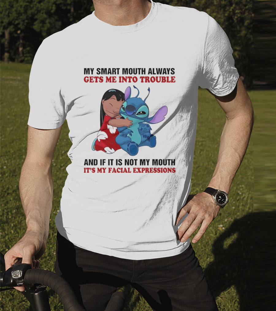 Lilo And Stitch My Smart Mouth Gets Me Into Trouble Facial Expressions T-Shirt