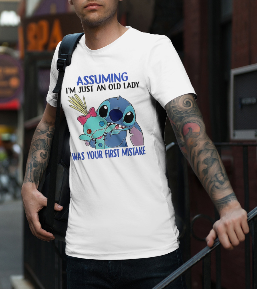 Assuming I'm Just An Old Lady Was Your First Mistake Stitch Holding Voodoo Doll T-Shirt