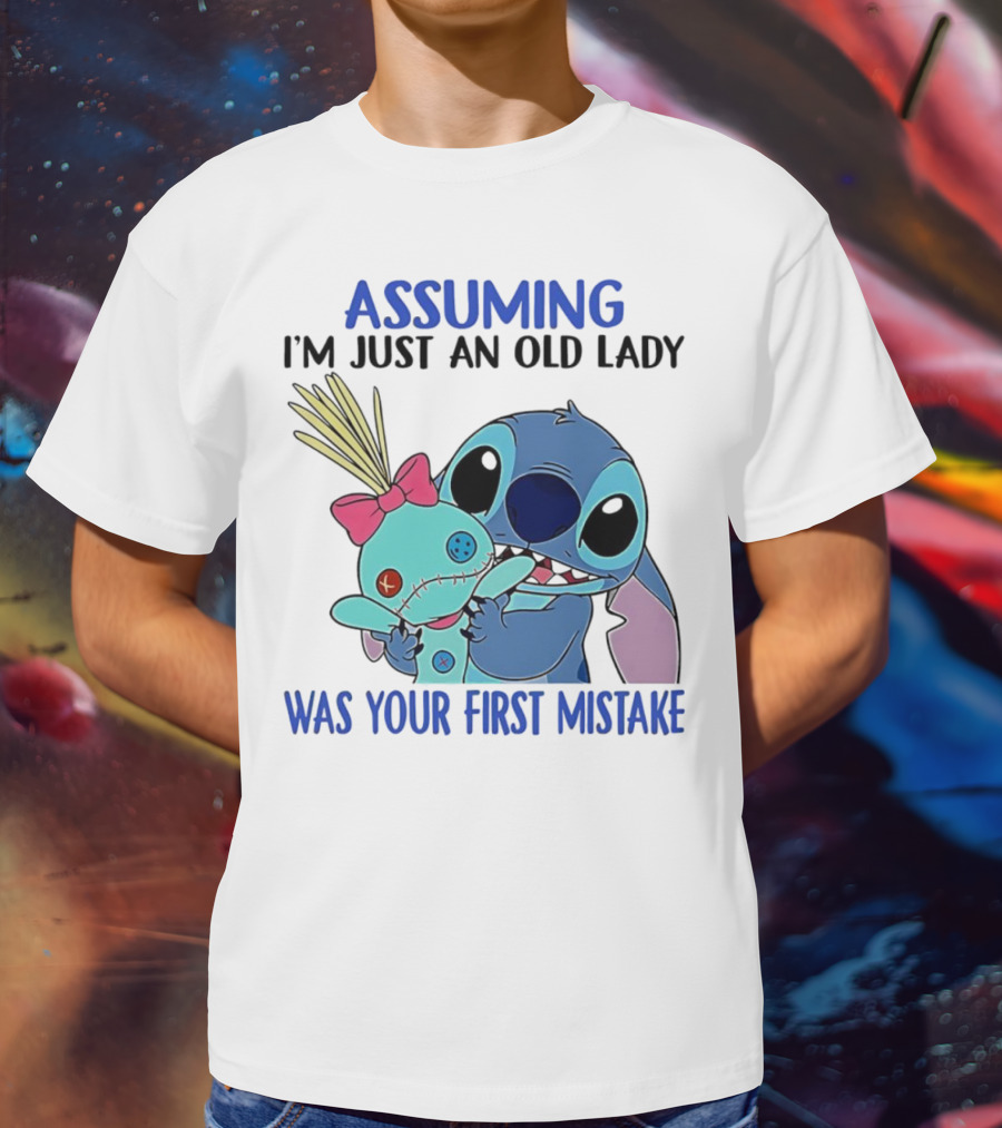 Assuming I'm Just An Old Lady Was Your First Mistake Stitch Holding Voodoo Doll T-Shirt