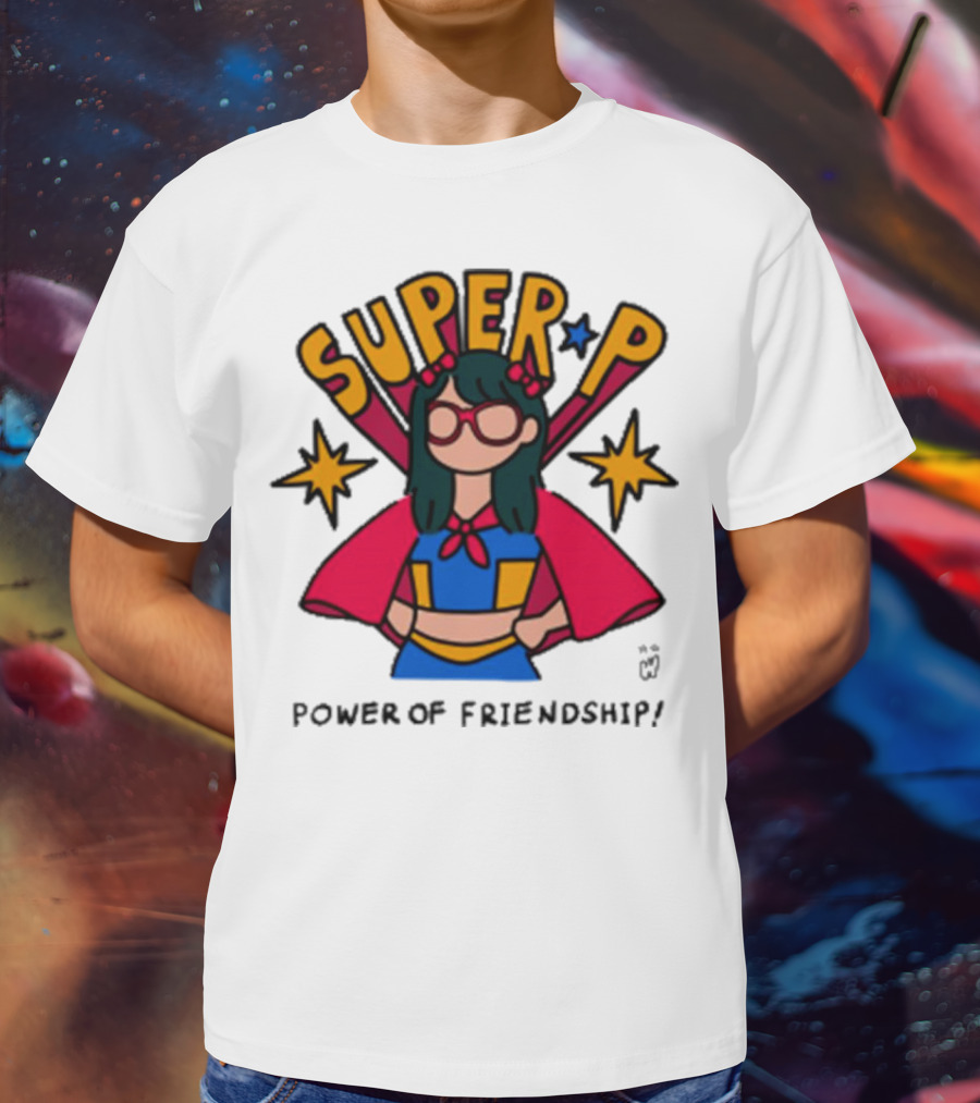 Super P Pastel Superhero Cartoon Character Friendship T-Shirt
