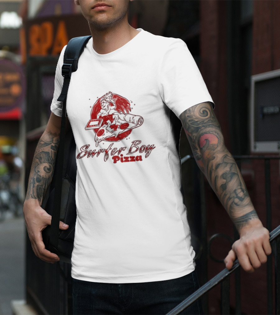 Surfer Boy Pizza Wave And Slice Graphic T-Shirt