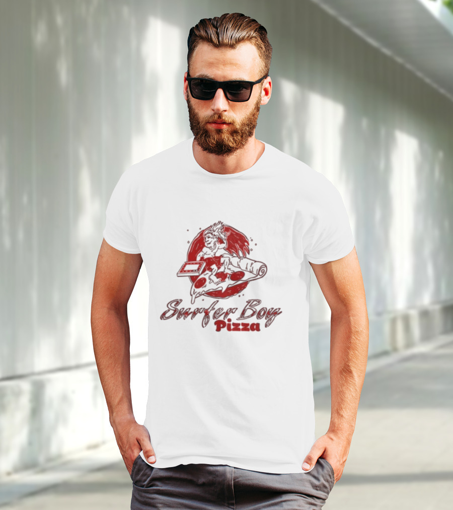 Surfer Boy Pizza Wave And Slice Graphic T-Shirt