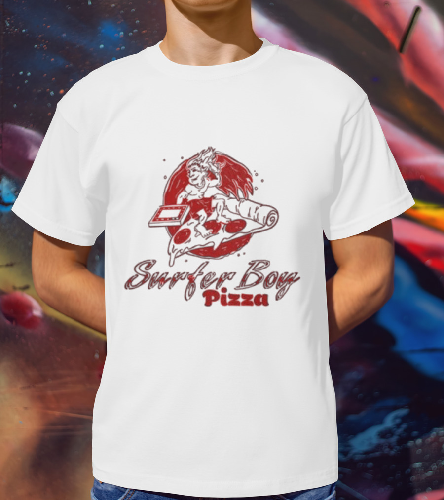 Surfer Boy Pizza Wave And Slice Graphic T-Shirt