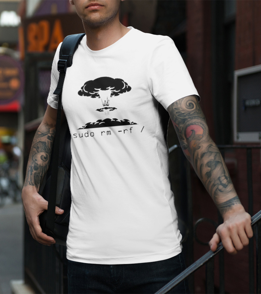 Sysxplore Sudo Rm Rf Kaboom Nuclear Explosion T-Shirt