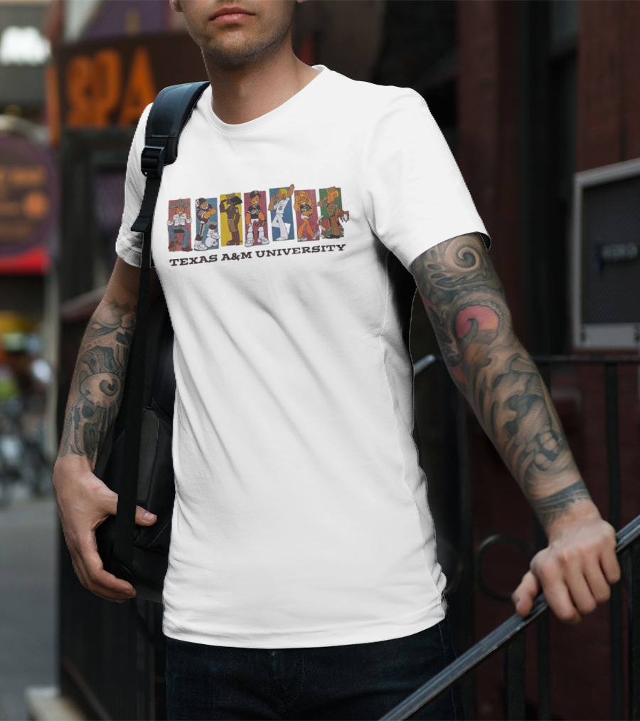 Texas A&M University Diverse Characters Vintage Comic Style T-Shirt