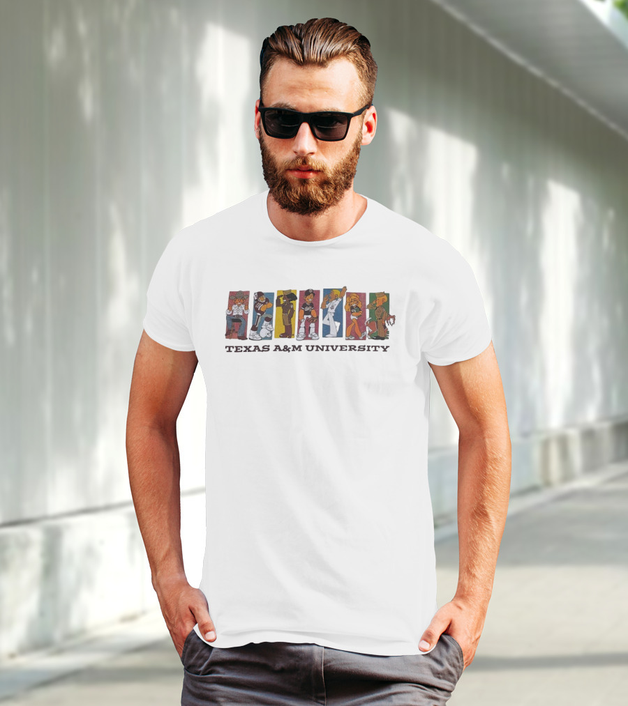 Texas A&M University Diverse Characters Vintage Comic Style T-Shirt