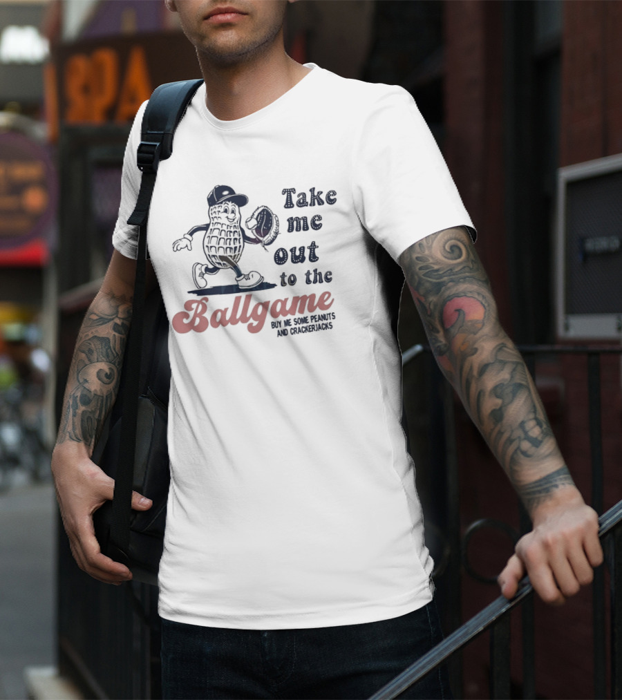 Take Me Out To The Ballgame Mr. Peanut With Baseball Glove T-Shirt