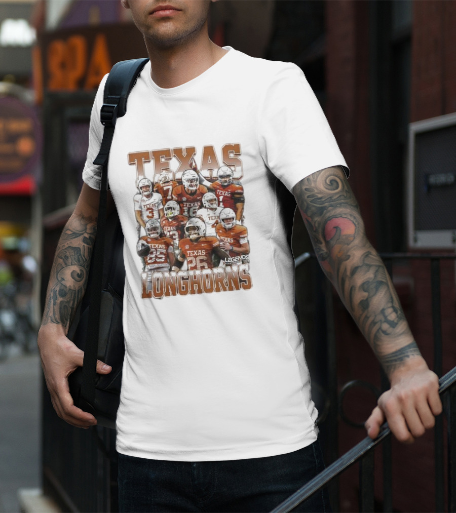 Texas Longhorns Football Legends Heavy Weight Team Players T-Shirt