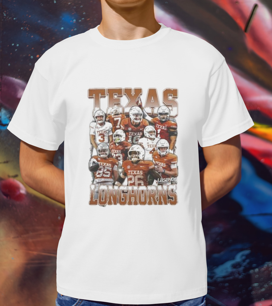 Texas Longhorns Football Legends Heavy Weight Team Players T-Shirt