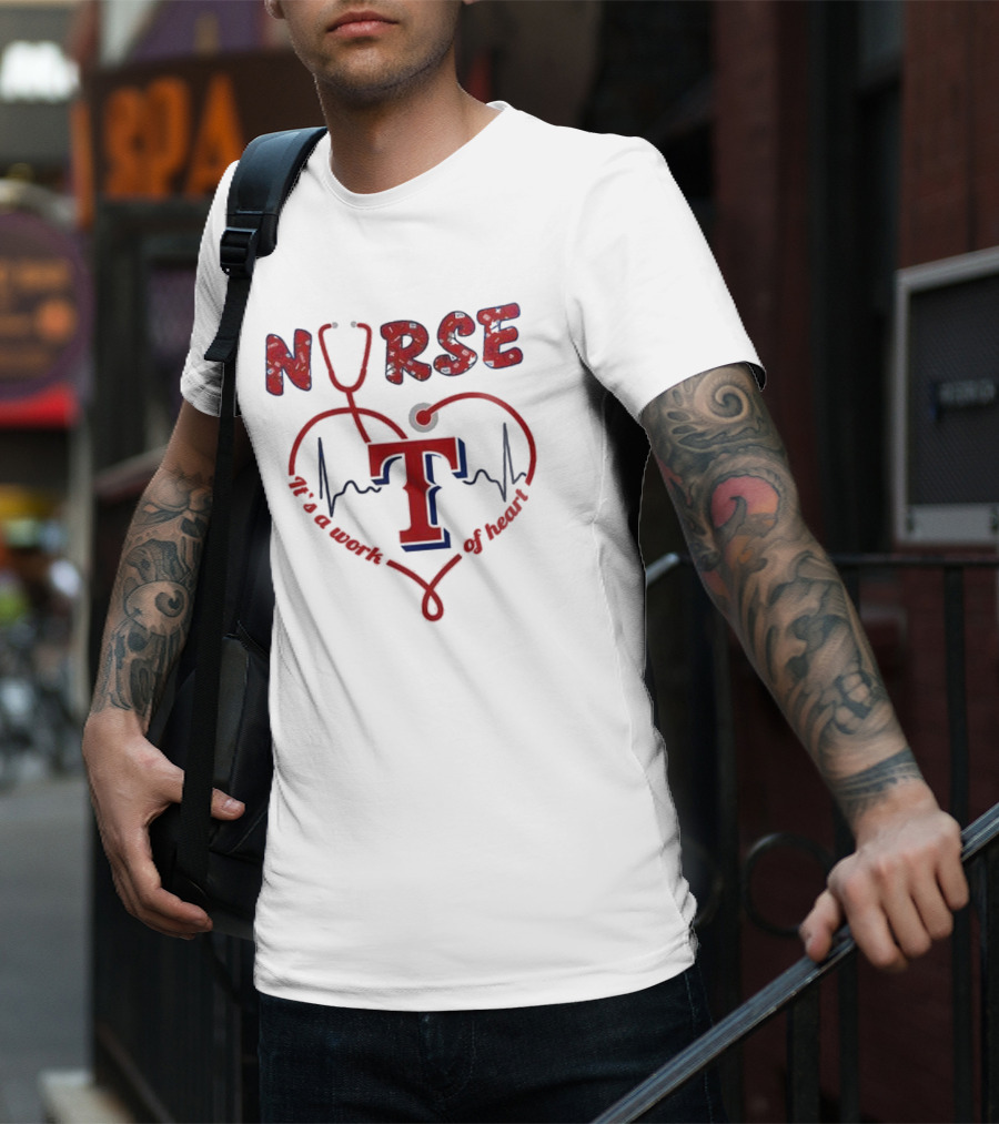 Texas Rangers Nurse Heartbeat Stethoscope 2025 Appreciation T-Shirt