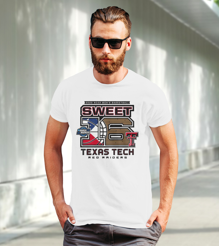 Texas Tech Basketball Sweet 16 Above The Rim 2025 Grey Tri-Blend T-Shirt