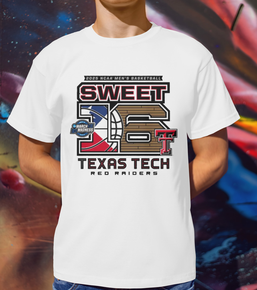 Texas Tech Basketball Sweet 16 Above The Rim 2025 Grey Tri-Blend T-Shirt