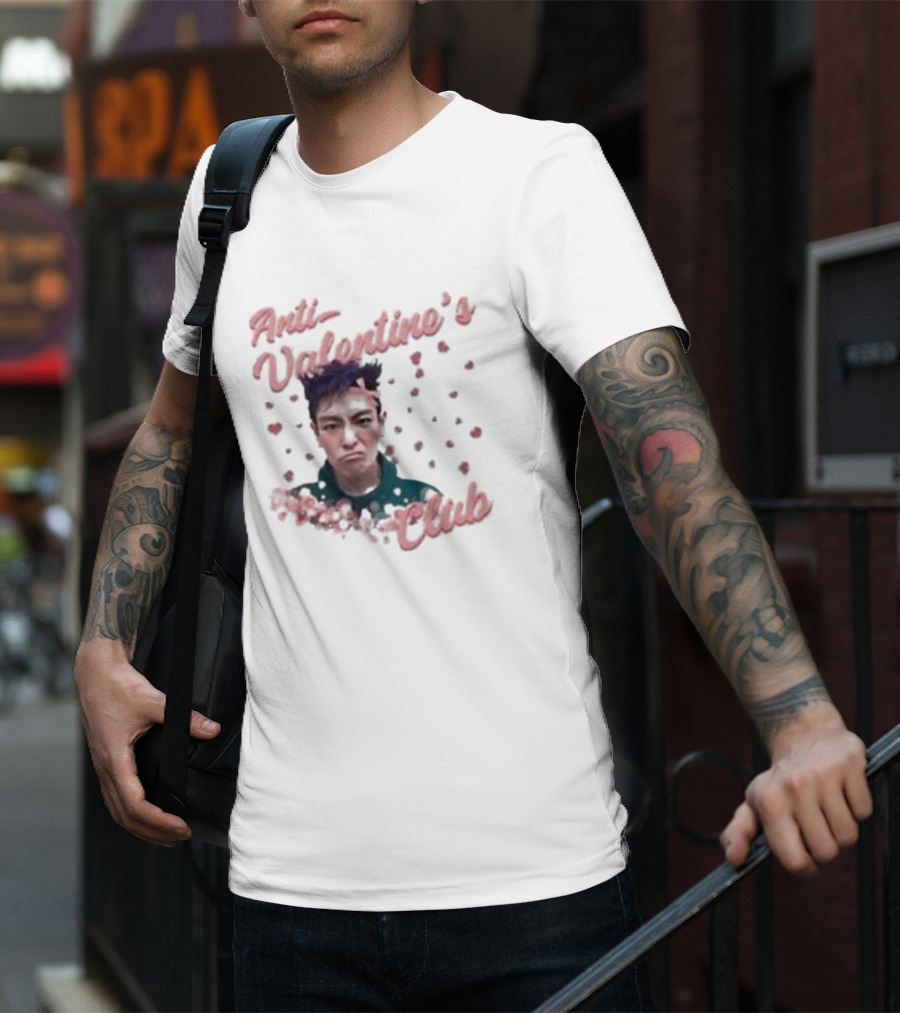 Anti Valentine’s Club Pouting Face Hearts T-Shirt