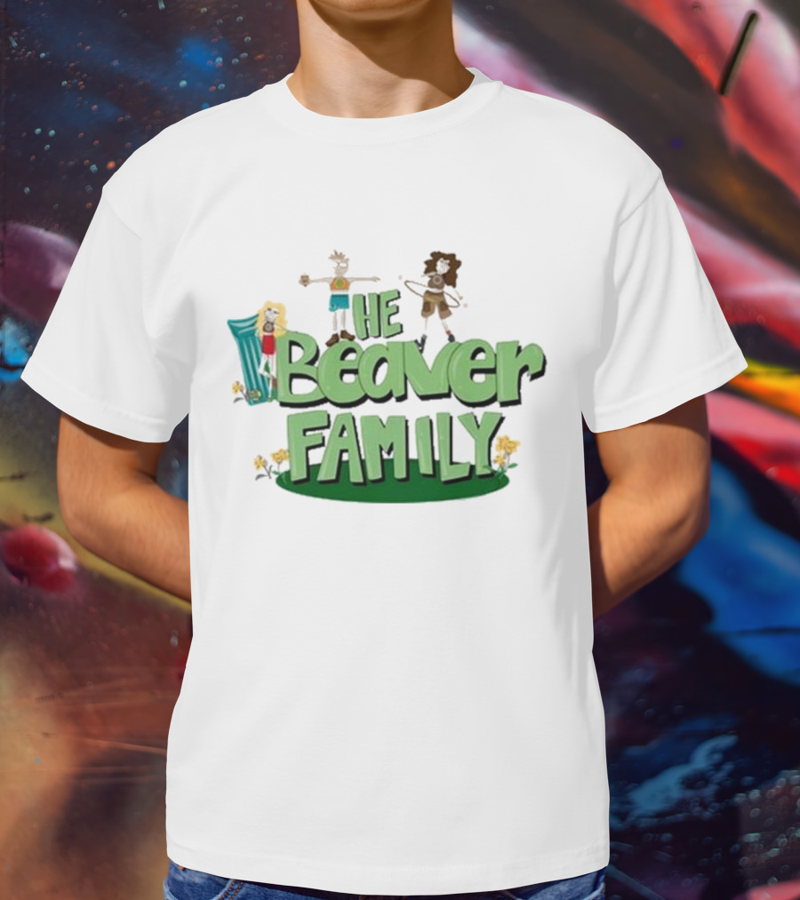 The Beaver Family Characters And Text T-Shirt
