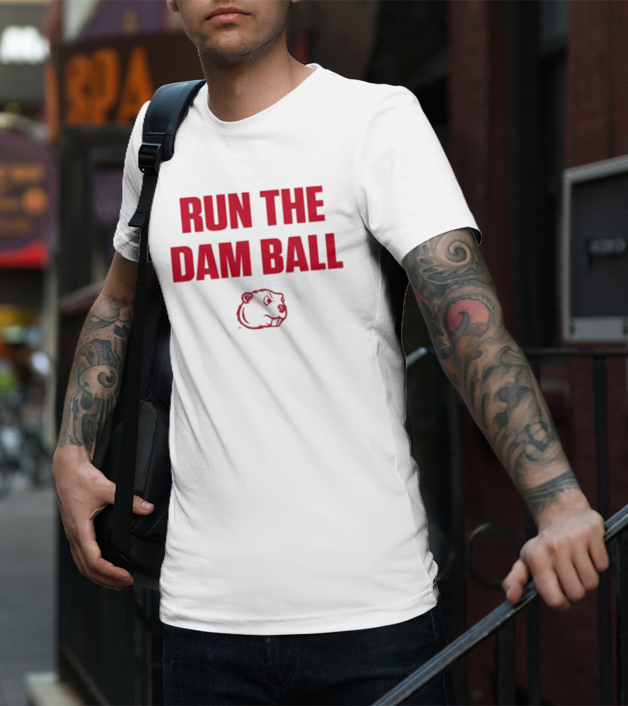 Run The Dam Ball Beaver Minot State T-Shirt