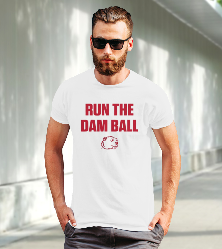 Run The Dam Ball Beaver Minot State T-Shirt
