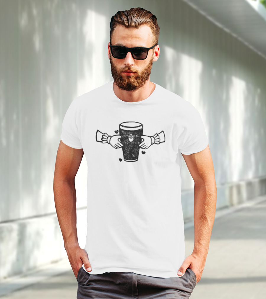 Claddagh Pint With Heart And Hands Embrace T-Shirt