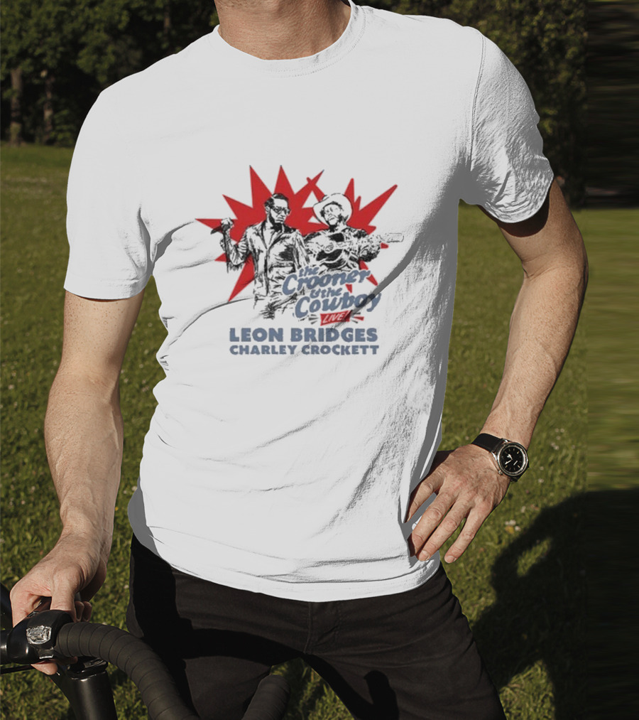The Crooner And The Cowboy Live Leon Bridges Charley Crockett Silhouette Burst T-Shirt