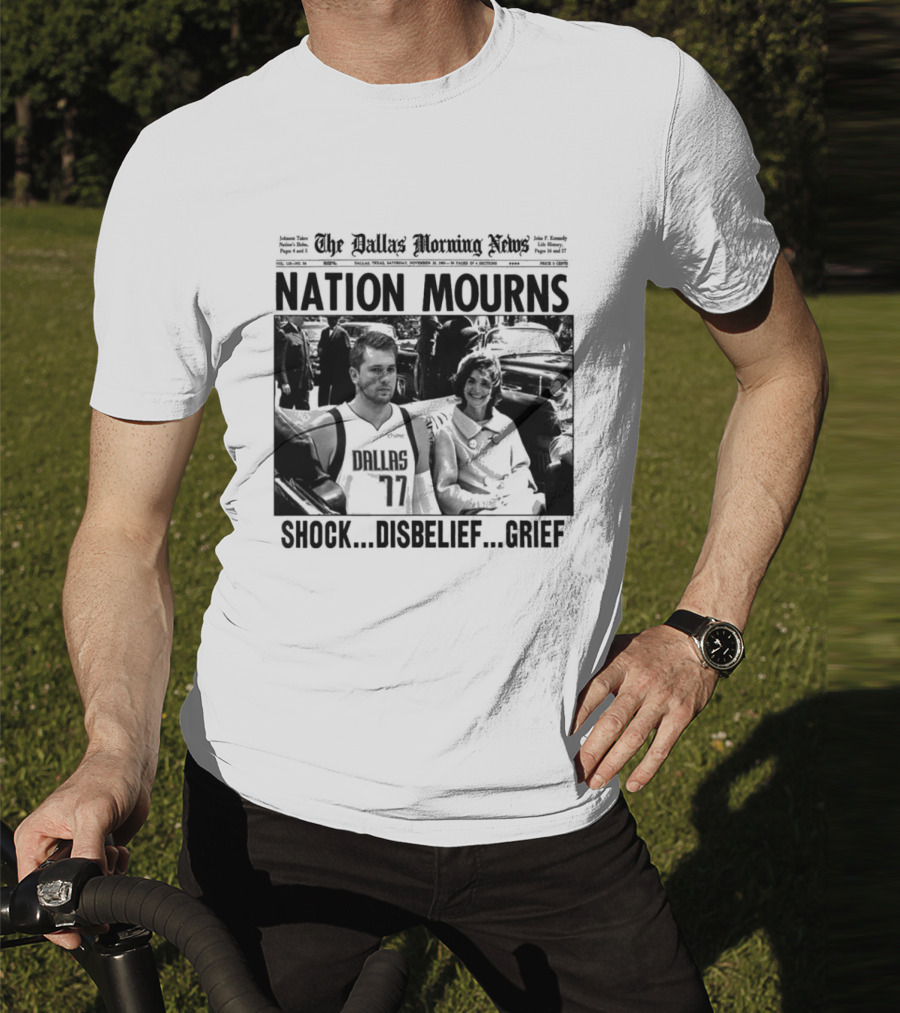 The Dallas Morning News Nation Mourns Shock Disbelief Grief Basketball Player And Smiling Woman T-Shirt