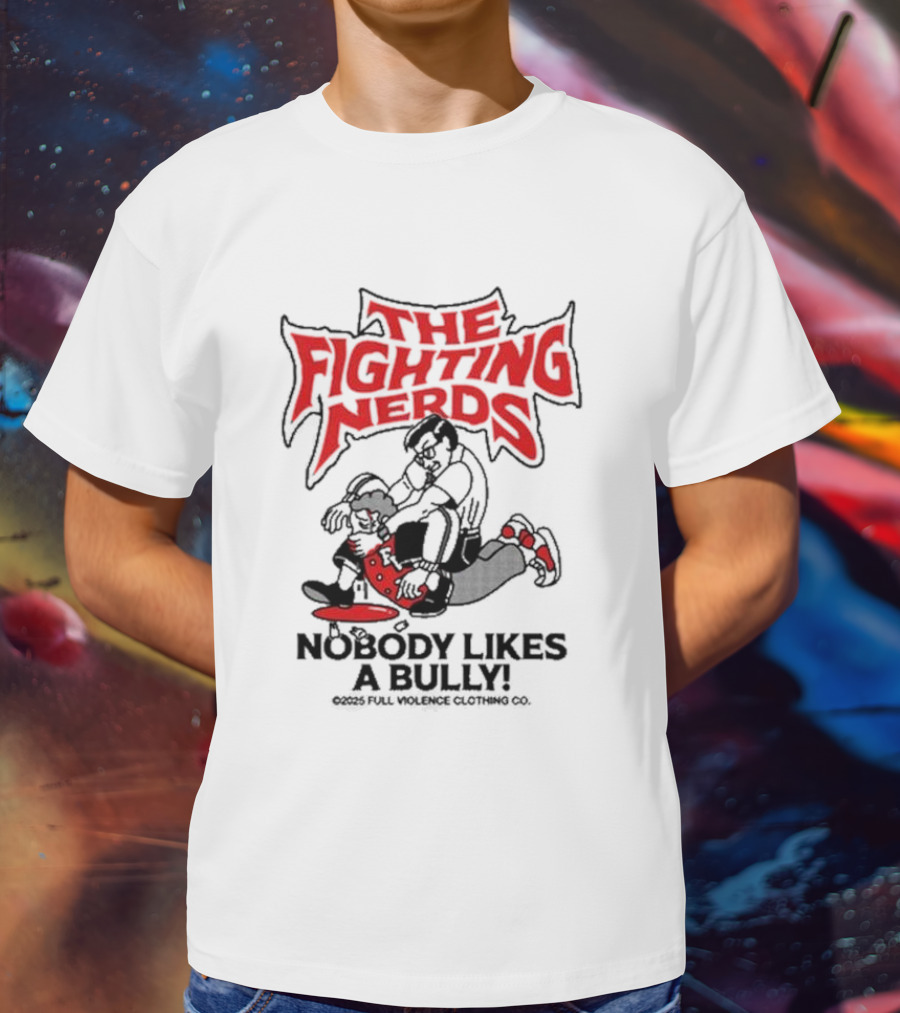 The Fighting Nerds Nobody Likes A Bully Cartoon Robot Battle T-Shirt