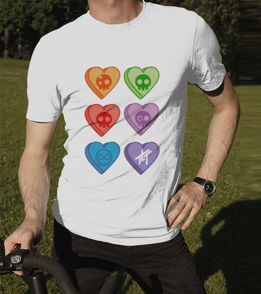 The Living Tombstone Colorful Candy Hearts Skull Motif Baby Doll T-Shirt