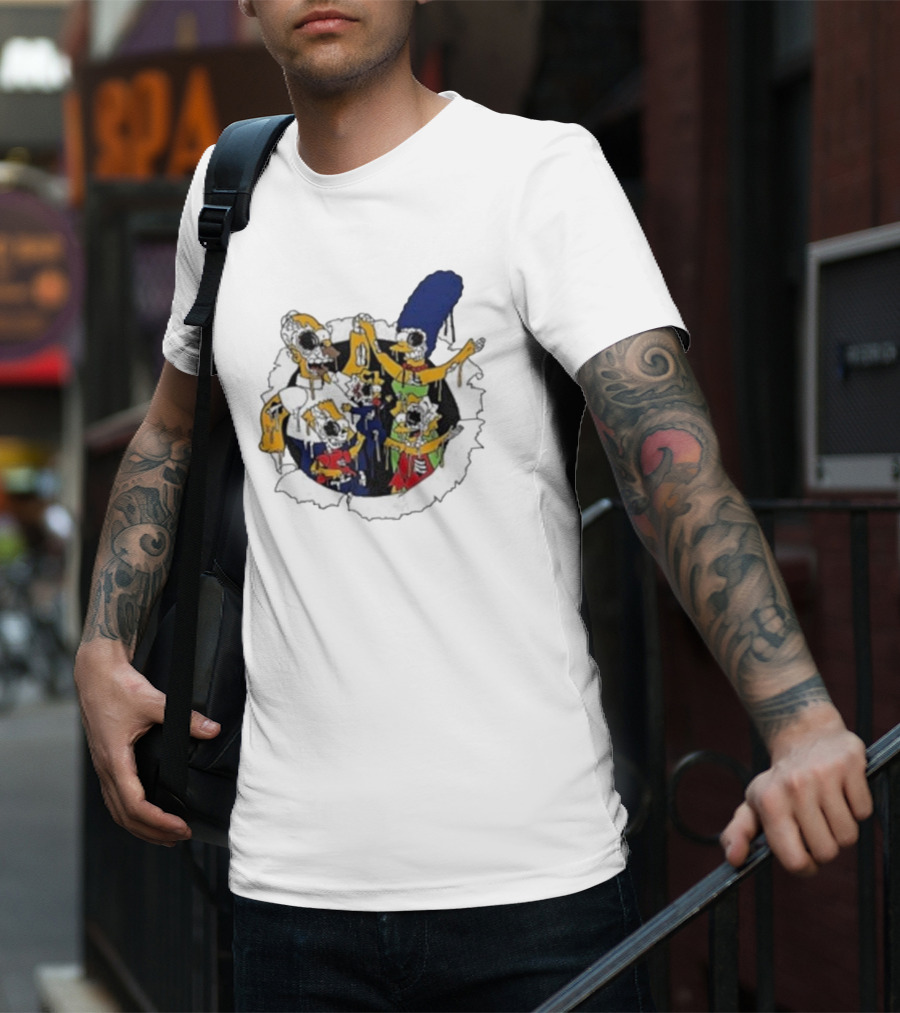 Zombie Family Simpsons Characters Dripping Melting Style T-Shirt