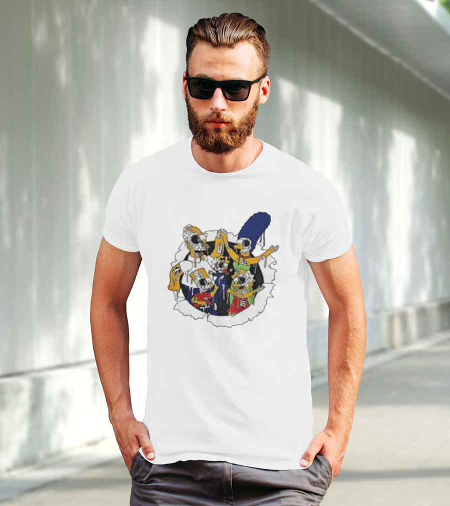Zombie Family Simpsons Characters Dripping Melting Style T-Shirt